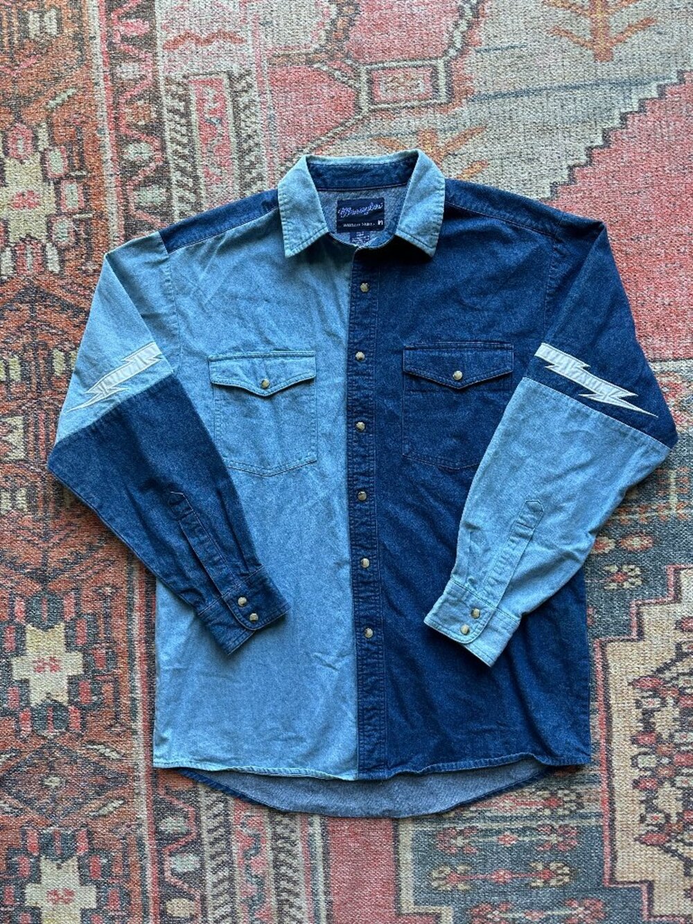 Vintage 90s Wrangler Denim Western Pearl Snap Shirt